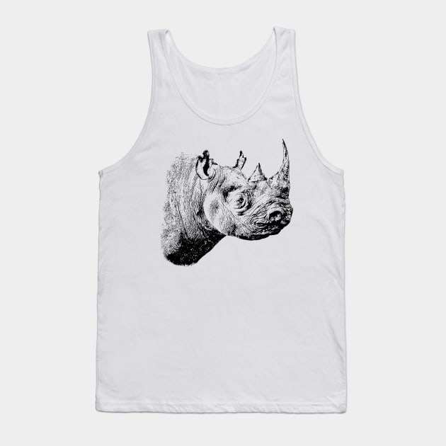 Black Rhino in Profile | African Wildlife Tank Top by scotch